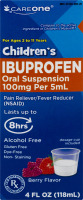 CareOne Children's Ibuprofen Oral Suspension Pain Reliever/Fever Reducer Berry