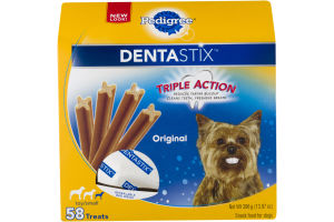 Pedigree DENTASTIX Dog Treats for Toy/Small Dogs Triple Action Original - 58 CT