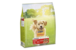 Корм сухой полнорационный для взрослых собак с говядиной Active Friskies м/у 2.4кг
