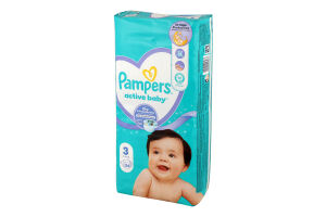 Підгузники для дітей 6-10кг 3 Active Baby Pampers 54шт