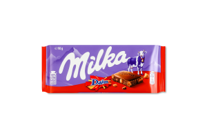 Шоколад молочний зі шматочками хрумкої карамелі з мигдалем Milka м/у 90г