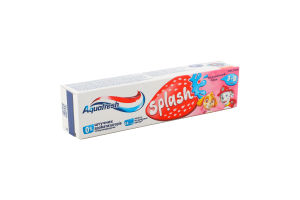 Паста зубная для детей 3-8лет с фтором клубничный вкус Splash Aquafresh 50мл