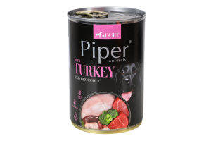 Корм д/собак з індичкою та броколі 400г ж/б Пайпер