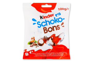 Конфеты из молочного шоколада с молочной начинкой и орехами Schoko-Bons Kinder м/у 100г