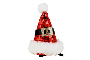 Заколка д/волосся Новорічний ковпак з блискіт асор