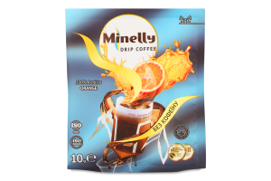 Кава Orange мелена смажена без кофеїну 10г в дріпах Minelly