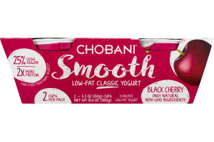 Chobani Smooth Low-Fat Classic Yogurt Black Cherry - 2 PK