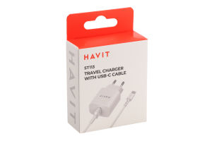 Устройство зарядное с кабелем Type-C 1м белое 1 USB-A 2A №ST113 Havit 1шт