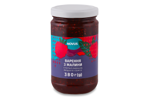 Варенье из малины стерилизованное Novus в/с с/б 380г