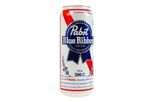Пиво 500мл 4.7% світле фільтроване пастеризоване Pabst Blue Ribbon з/б
