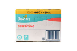 Серветки вологі дитячі Sensitive Pampers 6х80шт