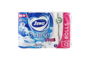 Папір туалетний 3-х шаровий Delicate Care Deluxe Zewa 12шт