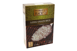 Рис длиннозернистый в пакетиках World's Rice к/у 5х80г