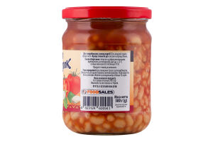 Квасоля в томатному соусі з цукром та підсолоджувачем стерилізована Хуторок с/б 500г