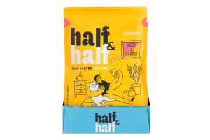 Корм влажный полнорационный для взрослых котов с говядиной и морковью в желе Premium Half&Half д/п 85г