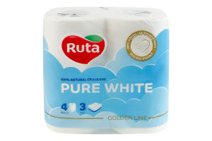 Бумага туалетная 3-х слойная 150 листов Pure white Golden line Ruta 4шт