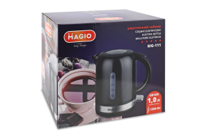 Електрочайник 1л чорний дисковий 1360Вт Magio