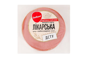 Ковбаса нарізка варена Лікарська Глобино в/с в/у 275г