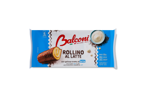 Рулет бисквитный с молочной начинкой и какао-глазурью Rollino al latte Balconi м/у 6х37г