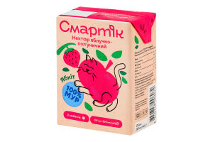 Нектар с мякотью и сахаром гомогенизированный и стерилизованный яблочно-клубничный Смартік т/п 200мл
