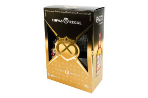 Набір подарунковий Віскі 700мл 40% шотландське купажоване 12 років + 2 склянки Chivas Regal к/у