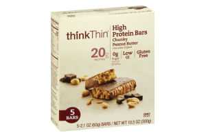 thinkThin High Protein Bars Chunky Peanut Butter - 5 CT