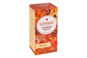 Бленд чаю чорного цейлонського та кенійського байхового дрібного Diamond black Lovare к/у 24х2г