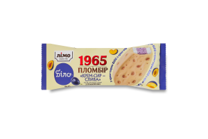 Мороженое 12% пломбир в белой шоколадной глазури с гранолой и начинкой Крем-сыр-слива 1965 Лімо м/у 80г