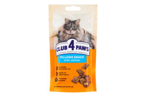 Корм дополнительный для взрослых котов с лососем Подушечки Премиум Club 4 Paws д/п 60г