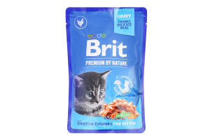 Корм влажный для котят Кусочки курятины в соусе Premium Brit д/п 100г