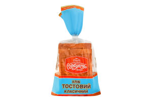 Хлеб половинка в нарезке из пшеничной муки формовой Тостовый классический Рум'янець м/у 350г