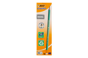 Карандаш пластиковый графитовый с ластиком HB/#2 Original Evolution BiC 1шт