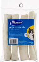 Companion Natural Rawhide Rolls for Dogs 8 Inch - 4 CT