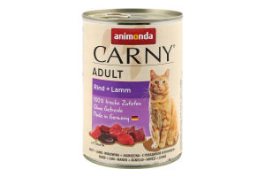 Корм д/котів з яловичиною та ягнятиною 400г ж/б Карні