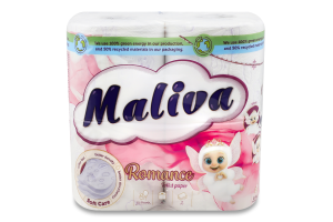 Туал. папір Maliva 4 рул. по 130 арк., 17 м, 3-х шар. Романс И937 (Болгарія)