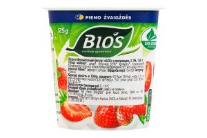 Йогурт 3.1% органічний безлактозний з полуницею Bios ст 125г
