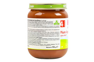 Пюре фруктовое для детей от 4мес пастеризованное Слива-яблоко Organic Hipp с/б 125г