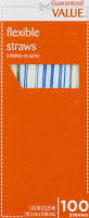 Guaranteed Value Flexible Straws Striped Plastic - 100 CT