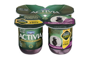 Activia Probiotic Lowfat Yogurt with Bifidus Blueberry/Blackberry - 4 CT