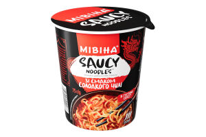 Вермишель быстрого приготовления в густом соусе острая со вкусом сладкого чили Saucy noodles Мівіна ст 75г