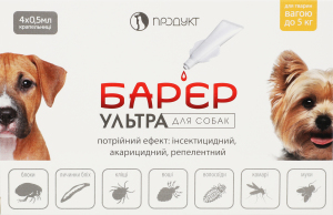 Краплі д/собак Бар"єр ультра 4*0,5мл Продукт