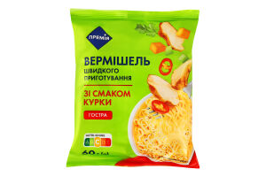 Вермішель швидкого приготування зі смаком курки, гостра ТМ "ПРЕМІЯ"
