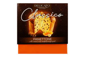 Панеттоне із зацукрованою апельсиновою цедрою та родзинками Delicato к/у 500г