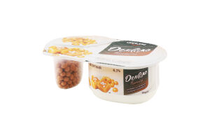 Йогурт 6.3% десертный с хрустящими шариками со вкусом соленой карамели Fantasia Деліссімо ст 99г