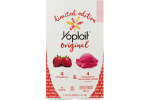 Yoplait Original Low Fat Yogurt Strawberry & Strawberry Lemonade Sorbet - 8 CT