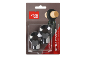 Пробка для зберігання вина №237426 Black Vacu Vin 2шт
