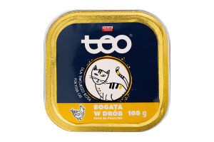 Корм вологий повнораціонний для дорослих котів з м'ясом птиці Тео лоток 100г