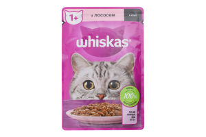 Корм консервований повнораціонний для дорослих котів З лососем в соусі Whiskas д/п 85г