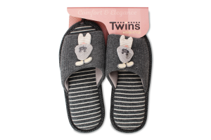 Тапочки открытые домашние женские №4580 Twins 36-37 gray rabbit