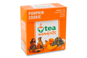 Чай гречнево-травяной фасованный с лимонником, ромашкой, имбирем и тыквой Тыквенное печенье Tea Moments к/у 20х1.8г